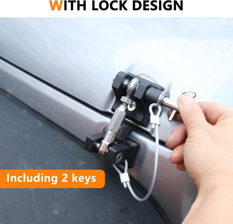 RERPRO Aluminum Hood Latches Lock for 2007-2018 Jeep Wrangler JK JKU Hood Latch Safety Catch Locking Kit Replacement, Eliminate Hoods Flutter, 1 Pair Black with 2 Keys - Image 3